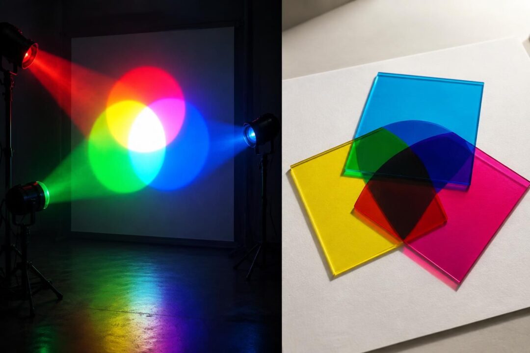 découvrez les différences entre synthèse additive et soustractive, et comprenez comment la lumière et les pigments produisent les couleurs.