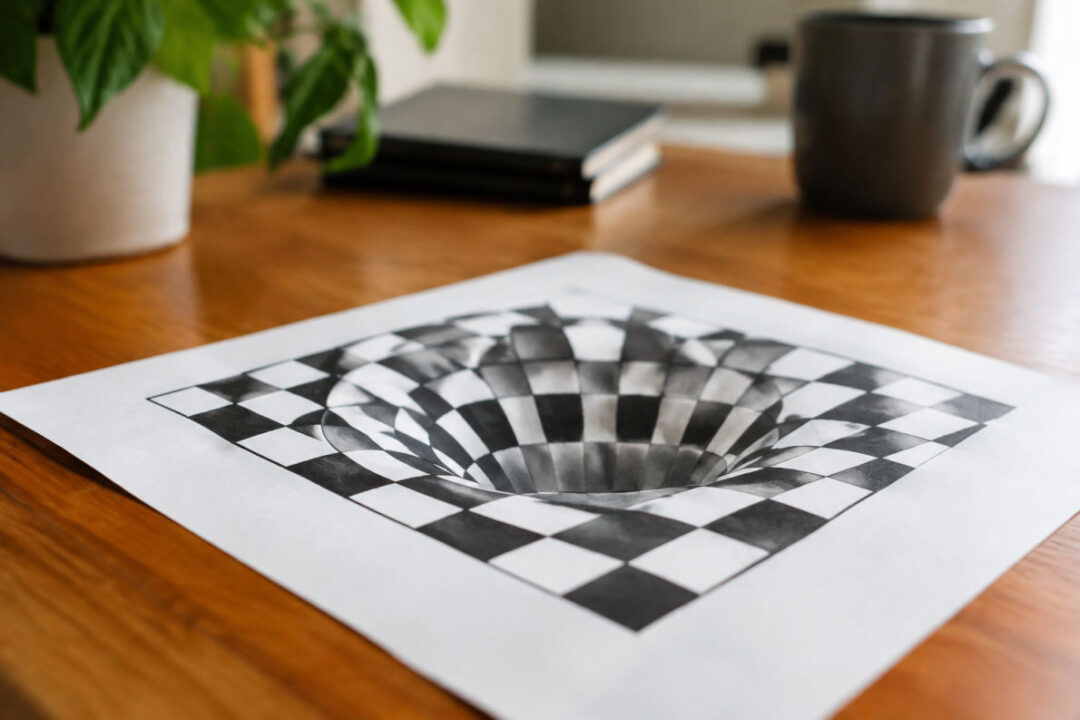 Exemples célèbres d'illusions d'optique en noir et blanc trompant la perception visuelle